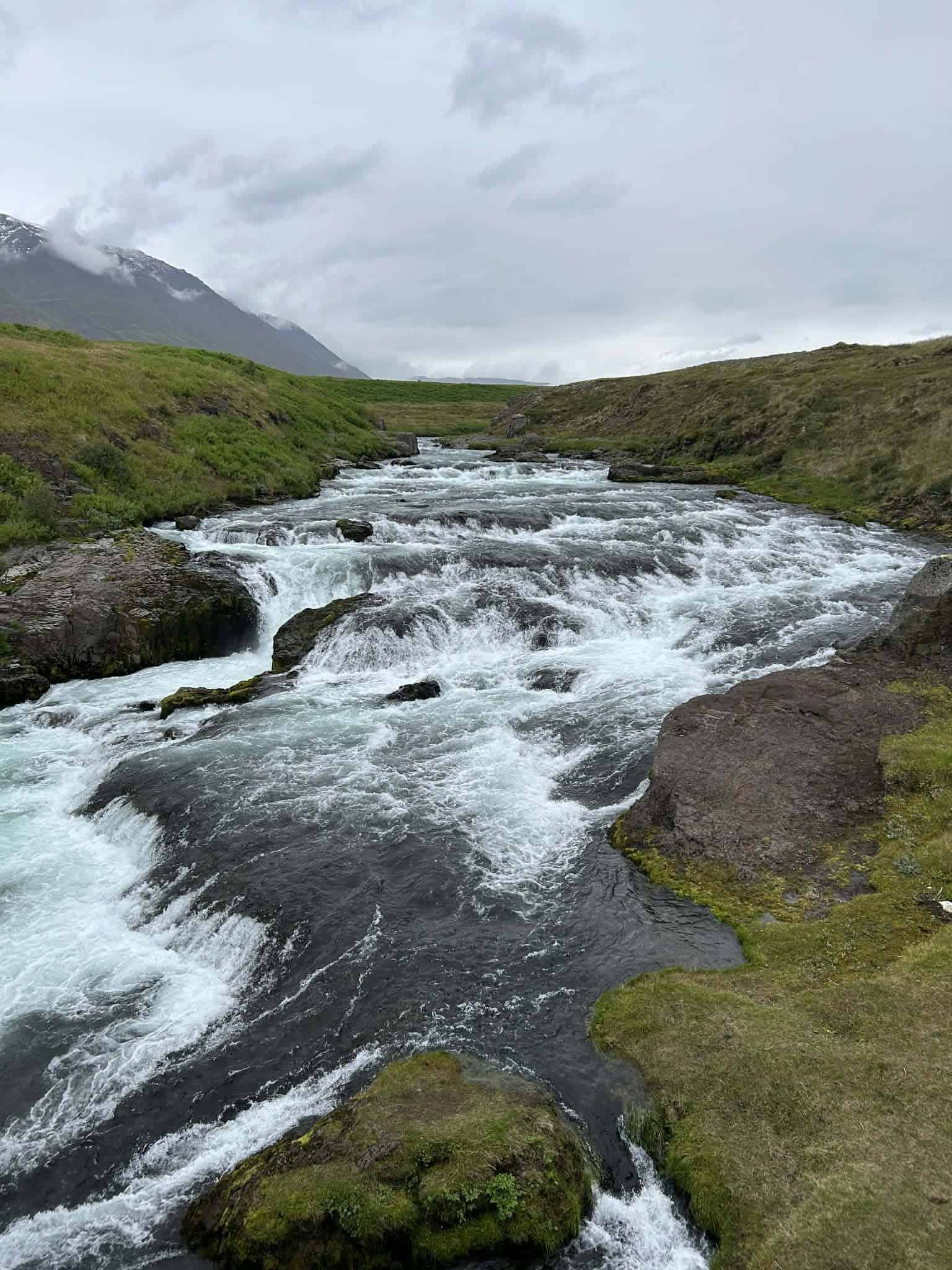 River in Hjaltadalsá and Kolbeinsdalsá, Iceland, with flowing water and scenic landscape.